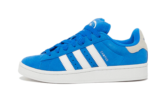 The Adidas Campus 00s Blue Bird is a stylish sneaker with a classic silhouette. It is constructed with a buttery suede upper for comfort and features a white rubber outsole for superior durability.